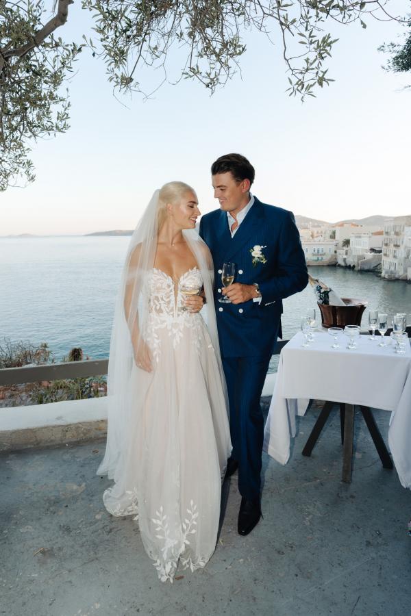 married couple, syros, sea, greek island, wedding ceremony, greek wedding
