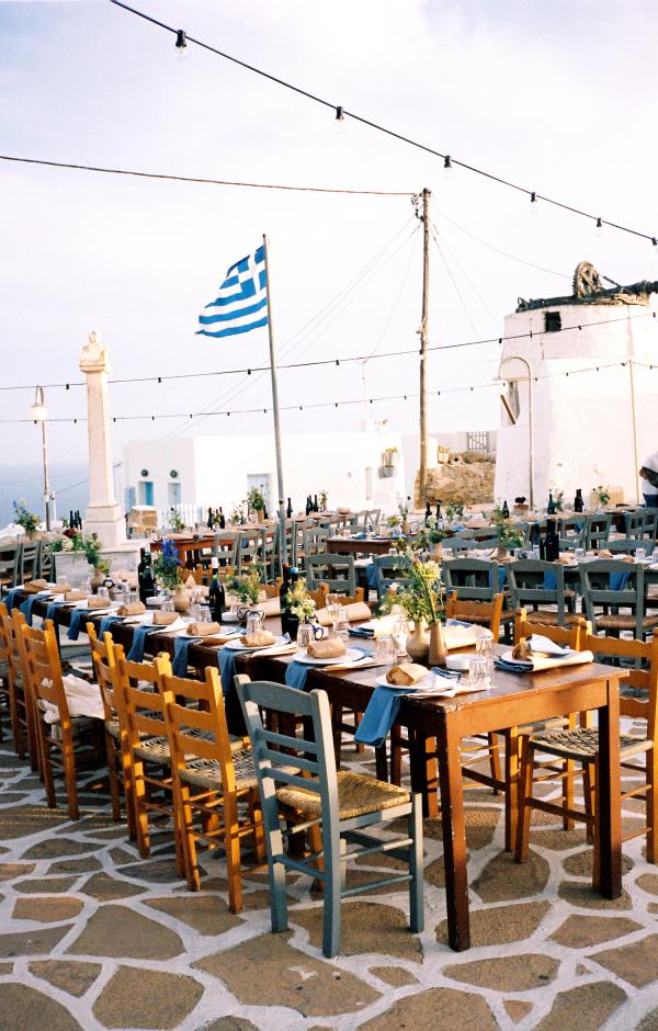 table dressing, anafi, greek taverna, wedding dinner, greek wedding, greece, greek island