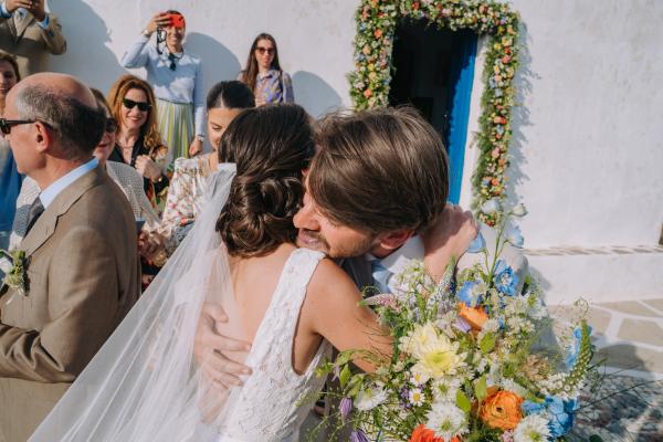 Greek wedding, Paros, greek island, wedding ceremony, wedding outfit, bride, groom, bridal bouquet