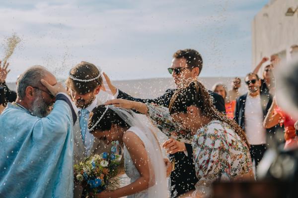 Greek wedding, Paros, greek island, wedding ceremony, union, bridal bouquet