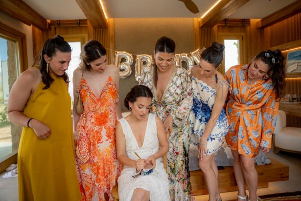 Greek wedding, Paros, greek island, pre wedding, wedding outfit, bridesmaids, bride, wedding dress