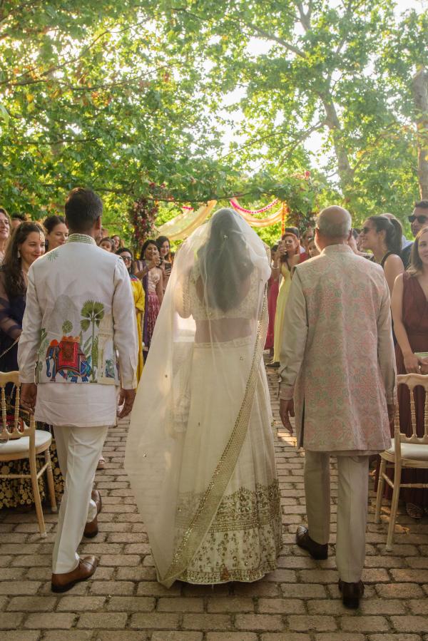 Indo-Greek wedding, wedding ceremony, wedding venue, nature, traditional indian wedding outfit 