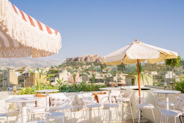Indo-Greek wedding, wedding venue, rooftop, Athens, sun, wedding party, view, Acropolis