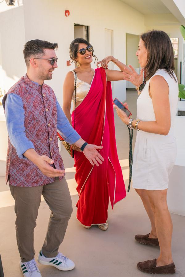 Indo-Greek wedding, wedding venue, rooftop, Athens, sun, wedding party