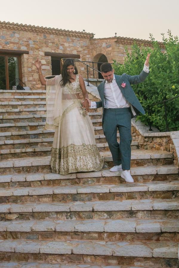 Indo-Greek wedding, wedding venue, wedding decoration, outdoor venue, wedding outfit