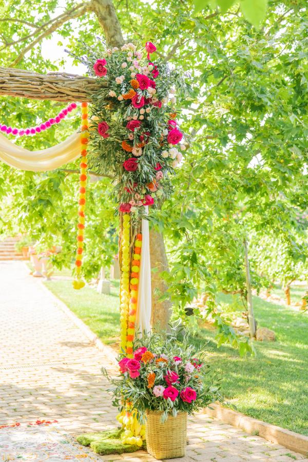 Indo-Greek wedding, wedding venue, wedding decoration, outdoor venue, flower decoration