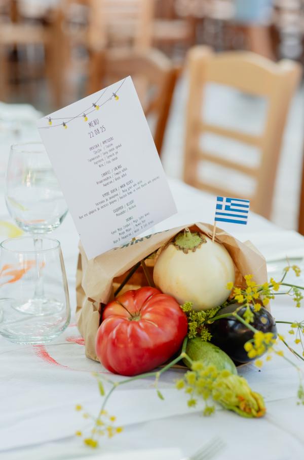  Greece, Kertezi, Greek venue, nature, green, village, dinner decoration, menu, tablesetting, vegetables