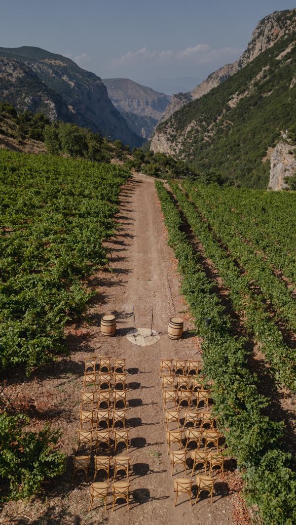 Greece, Greek venue, nature, green, vineyards, name giving, ceremony decoration 
