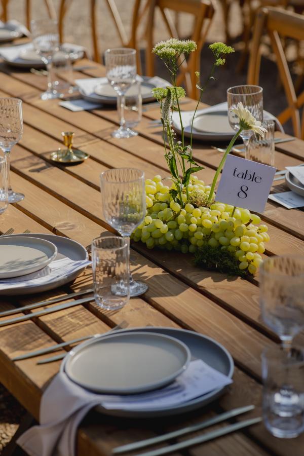 Greece, Greek venue, nature, green, vineyards, name giving, venue decoration, dinner decoration, grapes