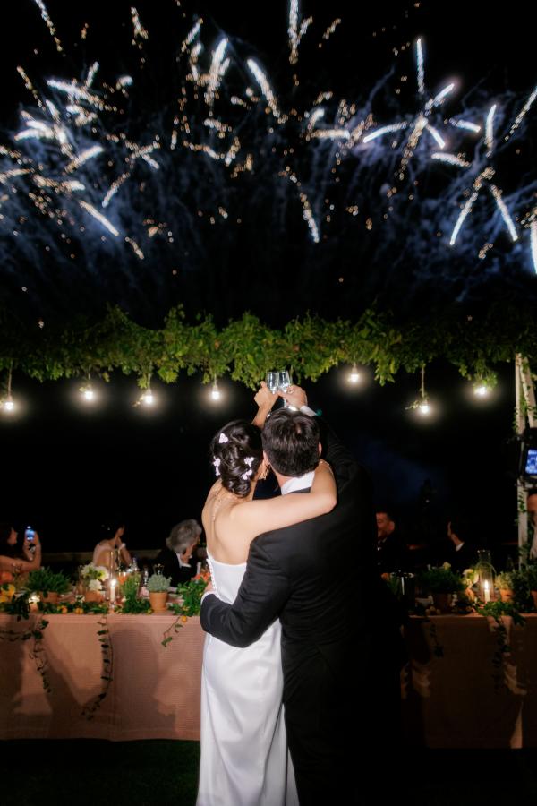 Greek wedding, Greece, Litochoro, wedding venue, outdoor venue, wedding dinner, wedding party, firework