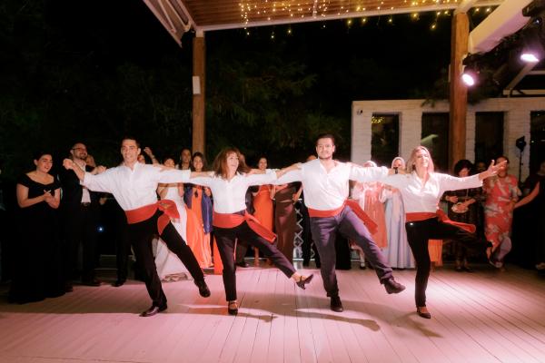 Greek wedding, Greece, Litochoro, wedding venue, outdoor venue, wedding dinner, wedding party, dancers