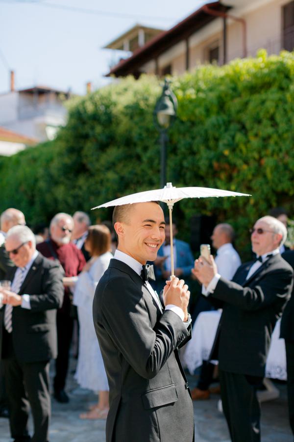 Greek wedding, Greece, Litochoro, Saint Demetrios Church, ceremony venue, Orthodox ceremony, wedding outfit