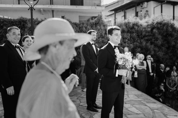 Greek wedding, Greece, Litochoro, Saint Demetrios Church, ceremony venue, Orthodox ceremony, wedding outfit, bridal bouquet