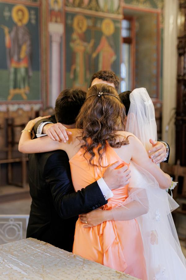 Greek wedding, Greece, Litochoro, Saint Demetrios Church, ceremony venue, Orthodox ceremony, wedding outfit, wedding dress, bride, groom, union, bridal bouquet